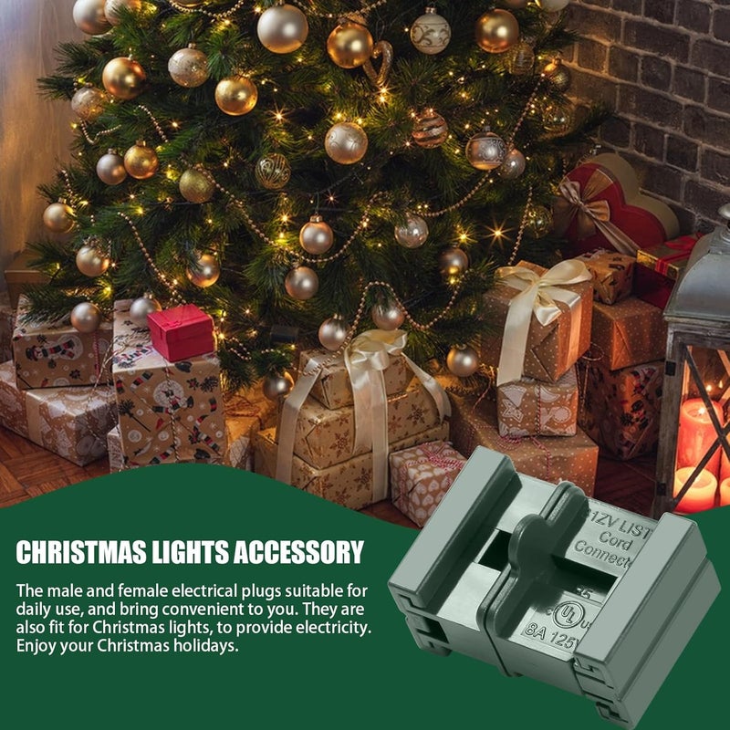 Makevivi Christmas Light Adapter Plug, SPT-2 Vampire Plugs, PC Christmas Light Plugs Rated 8A 125V, Christmas Light Blinker Plug 10 Sets(20 Pcs) - Image 5